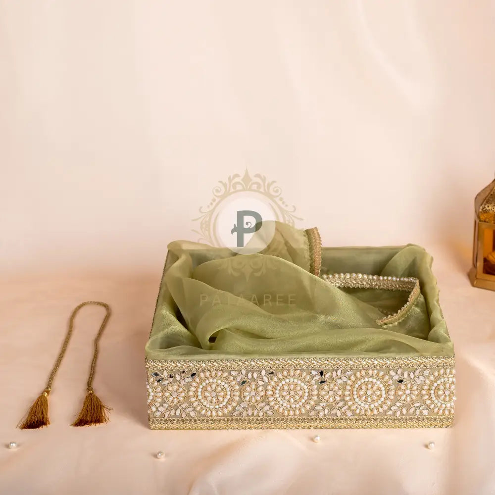 Zehra Sage Green Tray Tissue Wedding Basket Tissue Basket