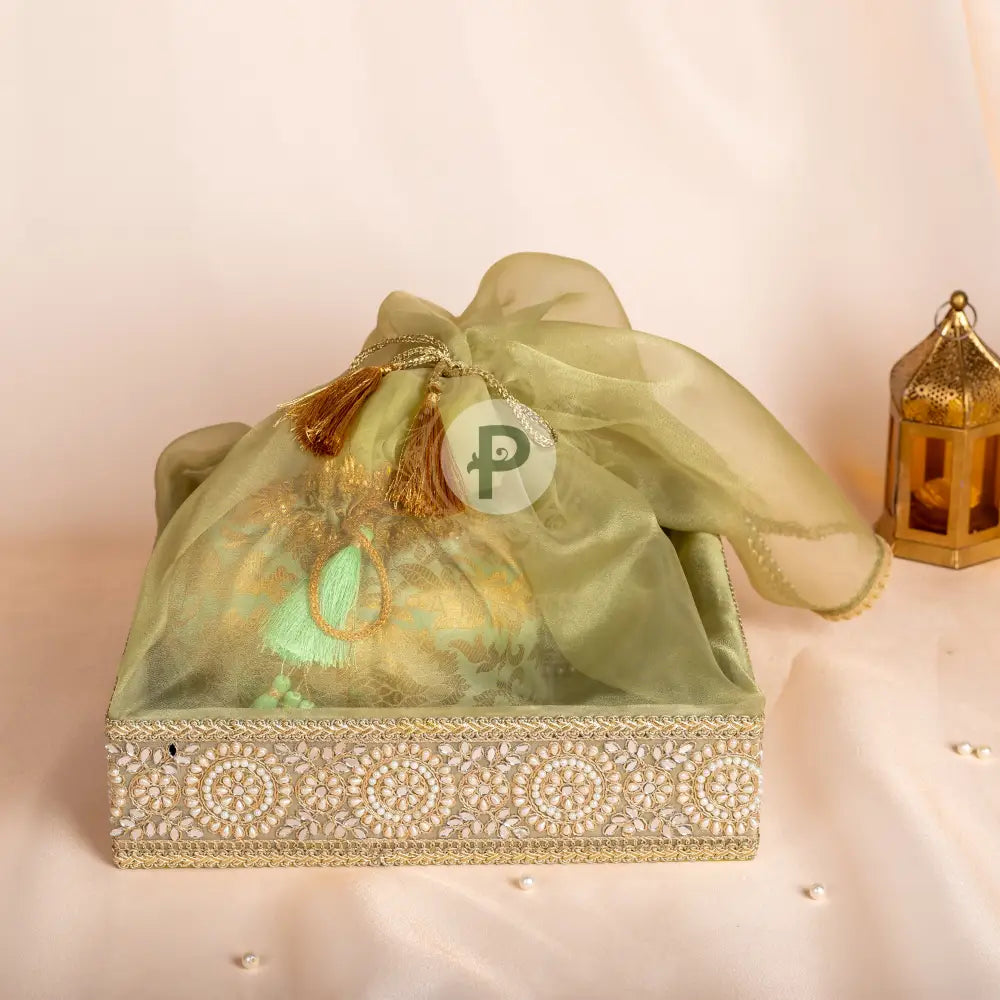 Zehra Sage Green Tray Tissue Wedding Basket Tissue Basket