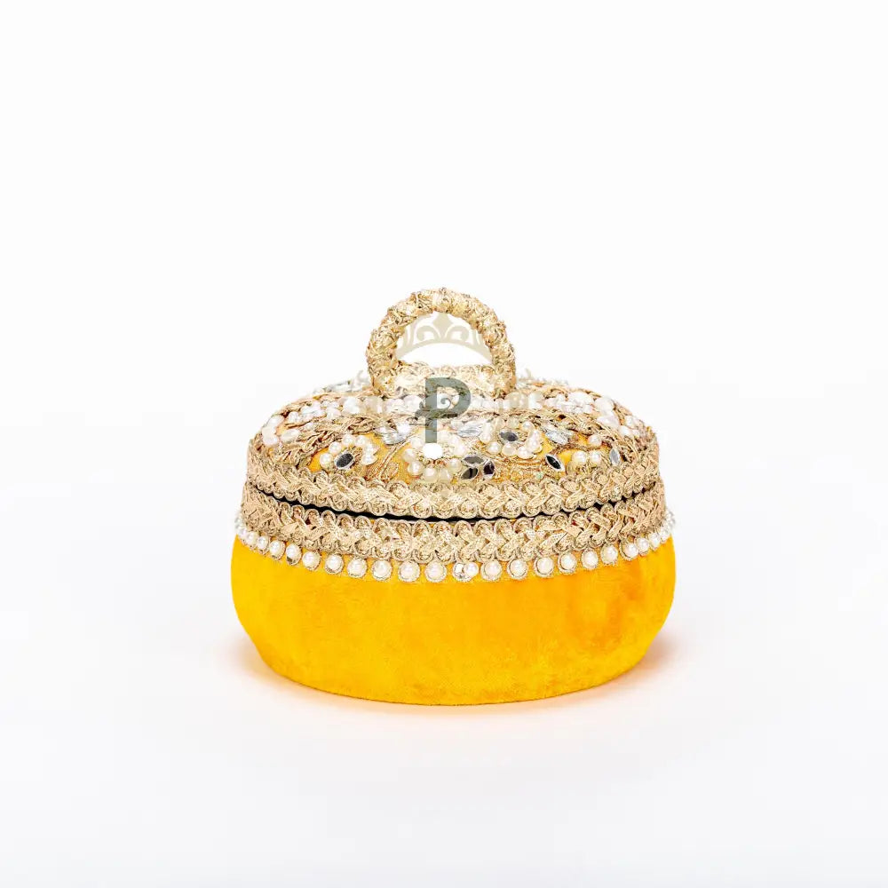 Zehra Yellow Ladoo Box – Small Ladoo Box